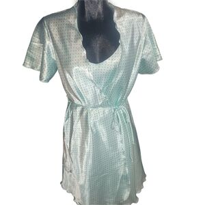 Vintage 90's Sears Polka Dot Satin Night Dress With Matching Robe M